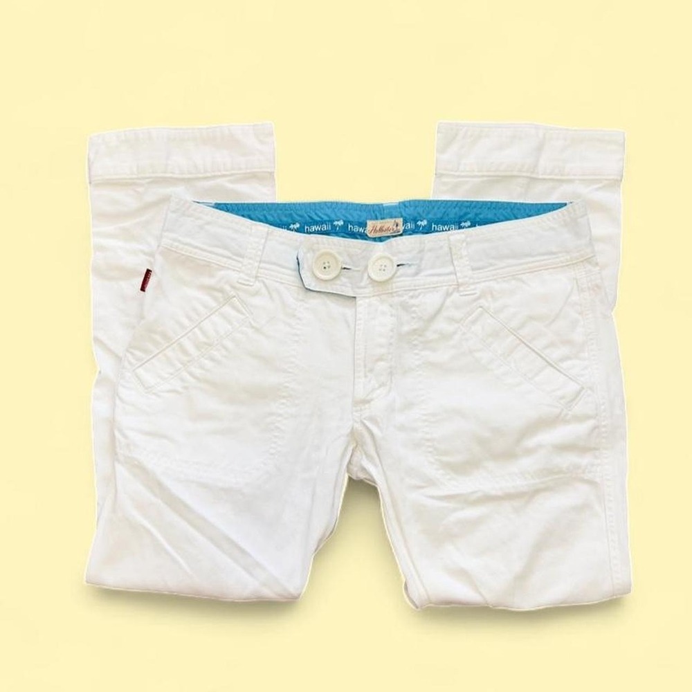 Vintage Y2K Hollister White Low Rise Capri Pants Size 7 100% Cotton